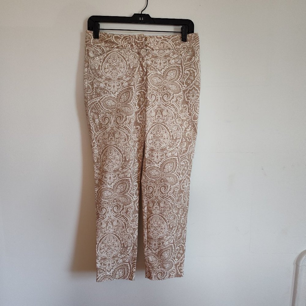 Ladies Petite SZ 4P Charter Club Beige/Ivory Ankle Pant